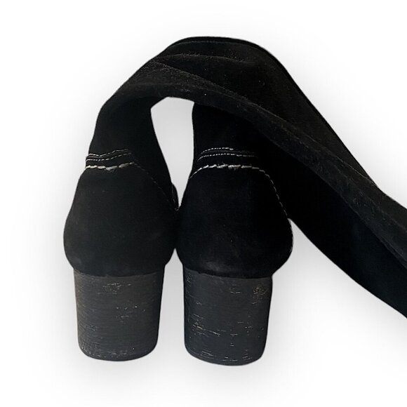 Bed Stu Black Suede Mid Calf Boots, chunky heel, Size 6 - Picture 6 of 16